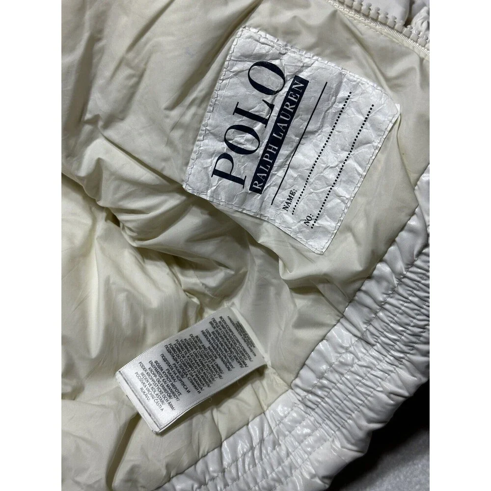 Ralph Lauren Polo Kids Puffer Jacket Size 12m Off White Duck Down Feathers *Flaw